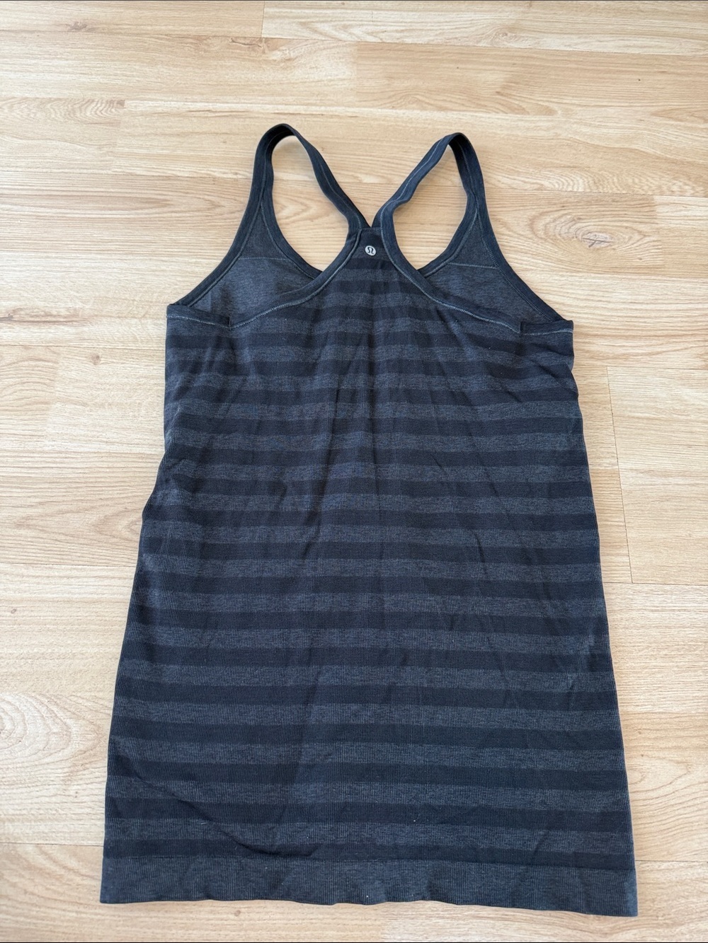 lululemon athletica Black and Charcoal Striped Racerback Tank - Picture 2 of 3